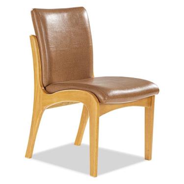 Imagem de Cadeira de Jantar Estofada Lisboa Madeira Maciça Mel Impermeável Caramelo L85 RMI