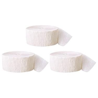 Imagem de Andaz Press Kit de decorações de festa penduradas de papel crepe, 60 metros, branco, 1 pacote, 3 rolos, suprimentos de aniversário coloridos para casamento, chá de panela, decoração de festa