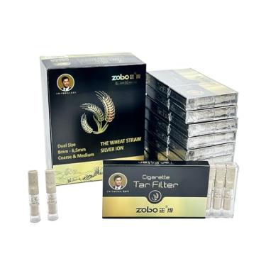 Imagem de ZOBO Palha de trigo, filtros de cigarro descartáveis de íons de prata, 14 camadas de filtragem múltipla para reduzir manchas de alcatrão e fumaça (100 por pacote) Design elegante, adequado para