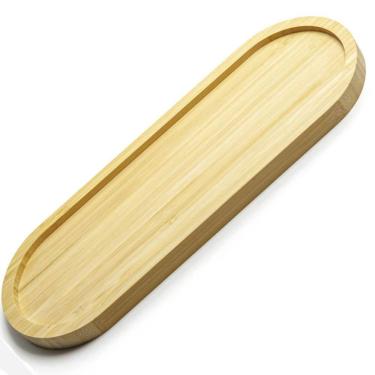 Imagem de 12 Bandejas Em Bambu Oval Travessa Gamela 33x12cm Petisqueiras Bandejas Multiuso UZ Dec...