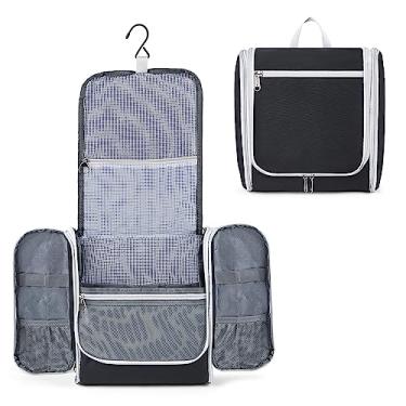 Imagem de Della Gao Bolsa de Higiene Pessoal Pendurada para Mulheres, Sacos de Higiene Pessoal de Viagem Organizador, Bolsa de Cosméticos Resistente à Água para Acessórios Essenciais, Preto, L, Bolsa de higiene