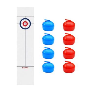Imagem de Generic Jogo de curling de mesa brinquedo bola de ondulação educacional compacto shuffleboard jogo de tabuleiro para presente crianças família, 8 rolos
