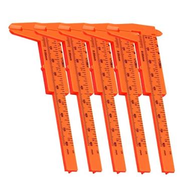 Imagem de 5 peças de medidor de pinça de plástico deslizante de 80 mm (polegadas e métrico), régua de medição micrômetro