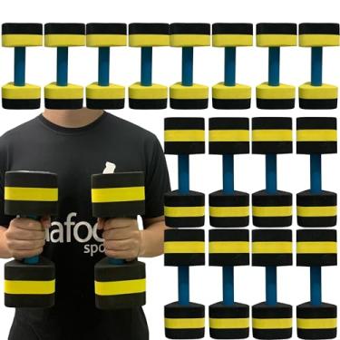 Imagem de Kit 8 Pares Halteres Hidroginástica em EVA P 1-2kg e M 2-3kg Preto/Amarelo Dafoca Sports