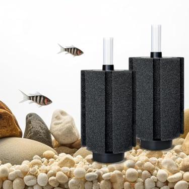Imagem de DVHEY 2 peças de filtro de esponja de aquário extragrande com pedra de ar e meios de cerâmica, filtro de esponja de tanque de peixes silencioso, 200-150 galões para criação, batatas fritas, camarão