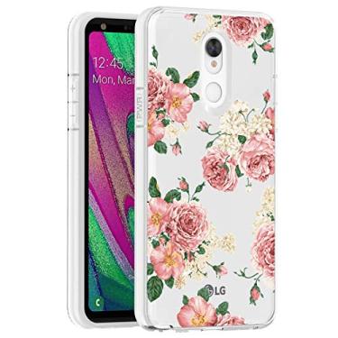 Imagem de Ueokeird Capa para LG Stylo 5, capa para LG Stylo 5X, capa para LG Stylo 5V, capa protetora fina à prova de choque transparente com estampa floral macia flexível TPU para LG Stylo 5+ Plus (flor rosa)
