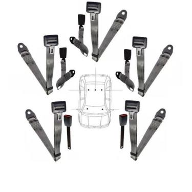 Imagem de Kit cinto de segurança COMPLETO para FIAT 147 + fechos - HCML, Cinza