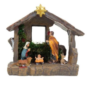 Imagem de Presépio De Natal Realista Em Resina Iluminado Fita De Led 20cm