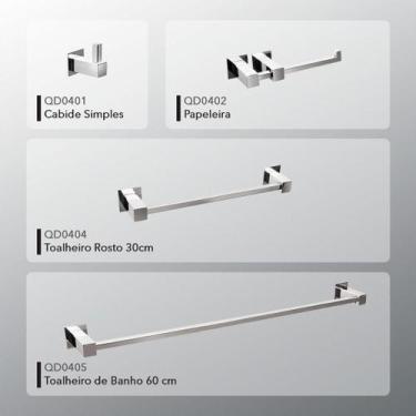Imagem de Kit Acessórios para Banheiros 4 peças inox - Kromus KITQD4