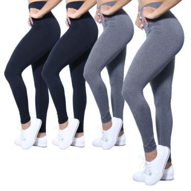 Imagem de Kit 4 Calças Legging Heide Ribeiro Suplex Cintura Alta, Preto, Cinza, 