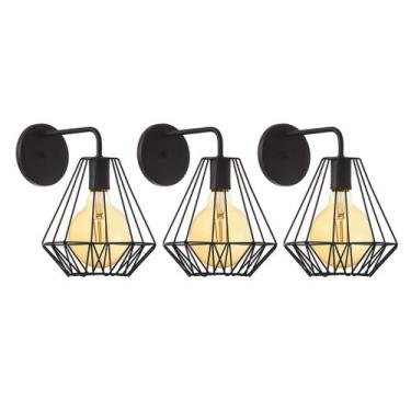 Imagem de Kit 3 Arandelas Interno Aramado Cristal 24cm Decorações - IDEALLUME, P