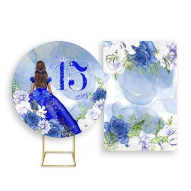 Imagem de Painel De Festa Redondo 1,50x1,50 + Painel Vertical 1,50x2,20 - 15 Ano
