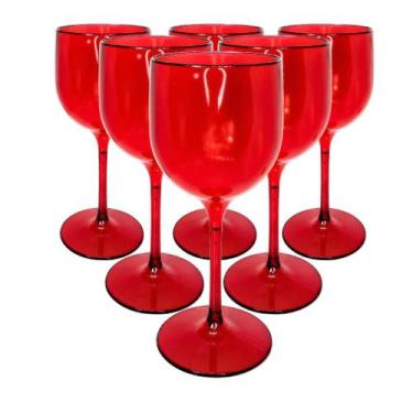 Imagem de Taças De Vinho De Acrílico Cristal 260ml  10 un Festas Aniversario Nat