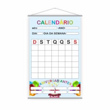Imagem de Banner Escolar Calendário + Aniversariantes 120X65Cm - Plimshop