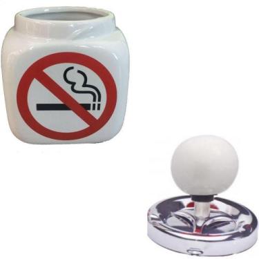 Imagem de Cinzeiro Ceramica Com Reservatório Proibido Fumar Branco - Spinning as