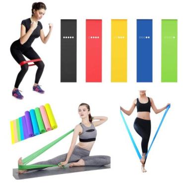 Imagem de Kit Treino funcional com 5 Mini Band + Thera Band Exercícios em Casa -