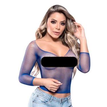Imagem de Cropped Arrastão Manga Longa Blusinha  - Y.Lingerie, Navy blue, Único 