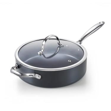 Imagem de Cooks Standard Frigideira antiaderente de 4 litros com tampa, frigideira profunda de 26,67 cm de cerâmica anodizada, panelas de indução antiaderente, seguro para forno, frigideira grande, sartén, alça