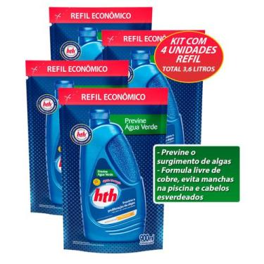 Imagem de Kit 4 Algicida Manutenção Hth Previne Água Verde Algas Para Piscinas R