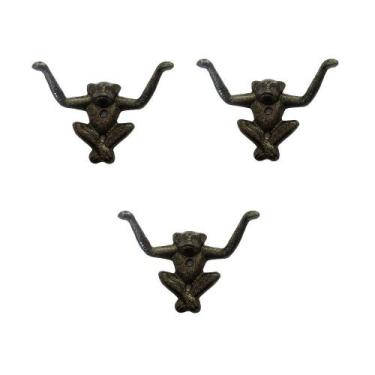 Imagem de Kit 3 Gancho Decorativo Macaco Parede Em Aluminio/cabideiro - Funditex