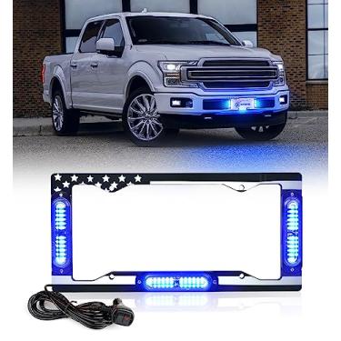 Imagem de Xprite Luz estroboscópica de 36 LEDs, luzes dianteiras/traseiras da polícia, 22 modos de flash, aviso de segurança de emergência, moldura de LED para carros de polícia, veículos, caminhões, azul (com