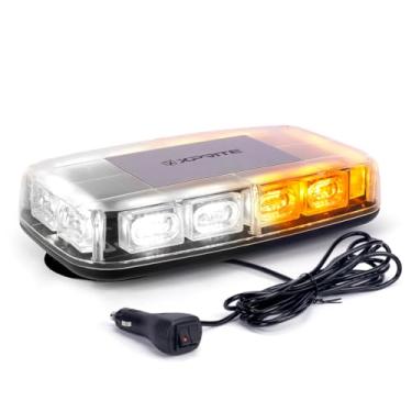 Imagem de [Atualizado] Xprite 12" Rooftop Strobe Beacon Light, Aviso Branca Âmbar LED de emergência piscando luzes mini Bar para veículos da construção Caminhões Snowplow tempestade de neve nevoento Dias Segurança