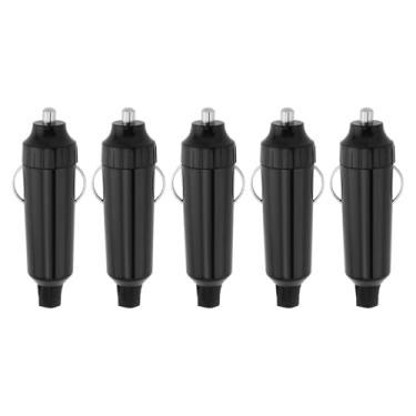 Imagem de YINETTECH 5 plugues para isqueiro de carro resistente 20A 12 Volts, adequado para cabos de até 16 AWG, trabalho -25 a +85ºC preto (apenas solda)