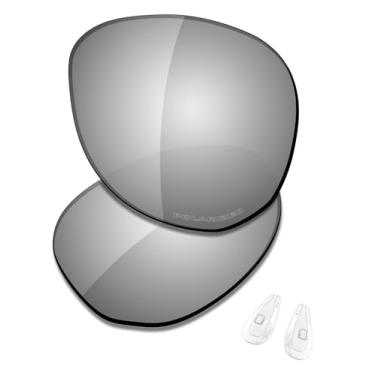 Imagem de SAUCER Lentes de reposição premium e protetores de nariz para óculos de sol Oakley Contrail OO4147 High Defense - Metal cromado polarizado