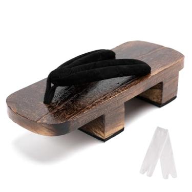 Imagem de Cutey May Tamancos japoneses Geta de madeira com meias Tabi, Marrom e vermelho, 10-11