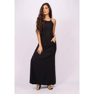 Imagem de Vestido Longo Viscose com Bolso Preto - Amazonia Vital