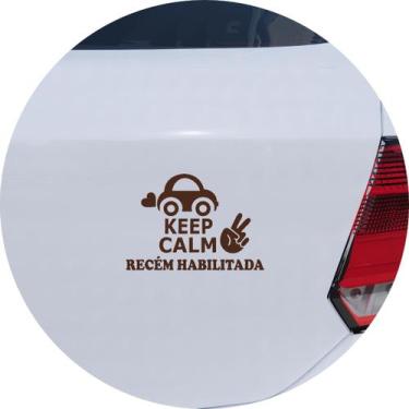 Imagem de Adesivo de Carro Keep Calm Recém Habilitada - Cor Marrom - Melhor Ades