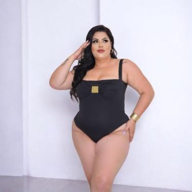 Imagem de Body Plus Size Franzindo Com Detalhe em Bijoux - luh may, Preto, G