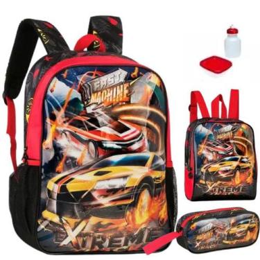 Imagem de Kit Mochila Escolar Carro Machine Costa Alças Tam G Infantil - Clio