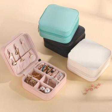 Imagem de Porta Joias Divisórias P/ Anéis Colar Caixa Maleta Bolsa Baú - Lar Pre