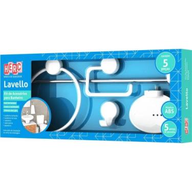 Imagem de Kit acessórios para banheiro 5 peças lavello branco 4090 herc