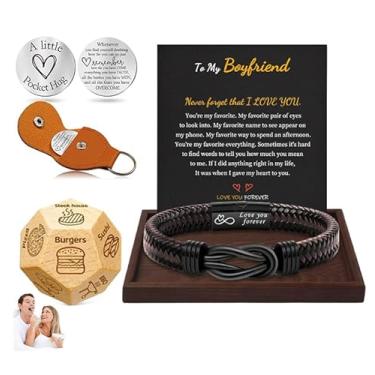 Imagem de Pulseiras de Dia dos Pais, presentes para homens que têm tudo o que eu te amo, presentes para ele, pulseiras de couro para homens, alimentos, dados, bolso, símbolo, chaveiro, data, noite, decisão