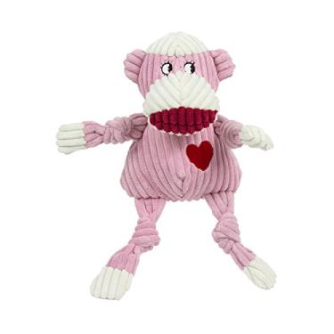 Imagem de HuggleHounds Nó de veludo cotelê de pelúcia durável, brinquedo para cães, ótimos brinquedos para cães mastigadores agressivos, macaco, pequeno