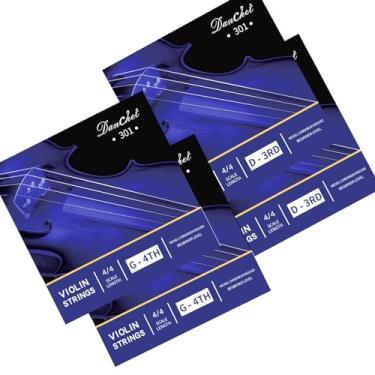 Imagem de Danchet Cordas de violino 4/4 D3. 2 peças e G4. 2 peças de nível iniciante, extremidade esférica, ferida de níquel cromo 301..