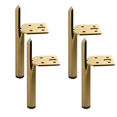 Imagem de Osring Pernas de móveis modernas, pernas de metal de 18 cm, dourado, conjunto de 4 pés de armário de sofá montados na lateral de aço, também para substituição de pés de mesa de centro de casa, faça você mesmo