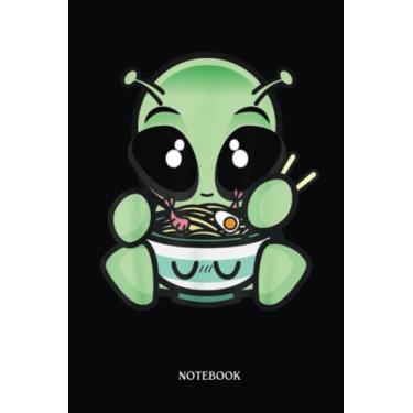 Imagem de Alien Notebook: Cute Japanese Style Kawaii Alien Eating Ramen Noodles | Alien Journal, Lined Journal Ufo, Ufo Journal, Lined Journal Alien, Size 6 X 9", 120 Pages.