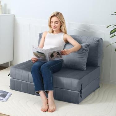 Imagem de COMAX Sofá-cama dobrável, cadeira dobrável conversível para adultos, sofá-cama pequeno para espaços, sala de estar, cinza nublado