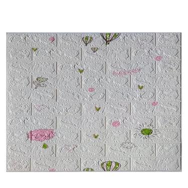 Imagem de Placa Painel Espuma 3D Autoadesivo Tijolinho Pietruzza - 70 x 77 cm - Espessura 6mm - 1 Peça (Branco Fanasy)