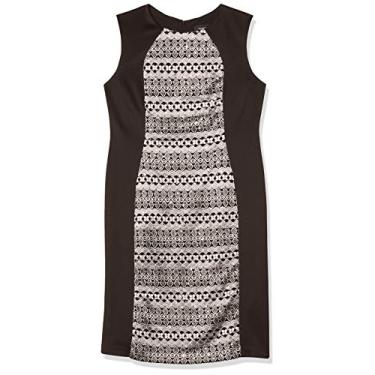 Imagem de R&M Richards Vestido feminino de renda com painel 1 peça, Preto/prata, 40