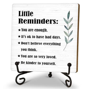 Imagem de Placa de madeira Little Reminders com suporte, citação inspiradora placa de mesa decoração para prateleira de mesa de escritório em casa, presentes motivacionais para mulheres, meninas, amigas,