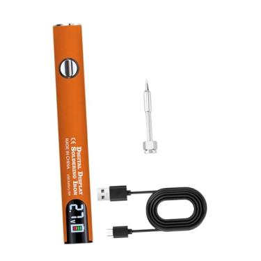 Imagem de Generic Kit de ferro de solda sem fio portátil usb recarregável fácil de usar dispositivo de aquecimento caneta de solda elétrica tensões ajustáveis, Conjunto Laranja