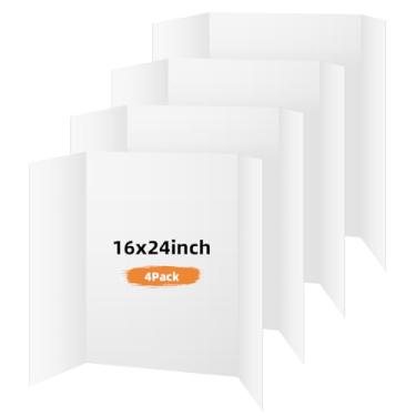 Imagem de Somime Pacote com 4 quadros de pôster com três dobras, quadro de apresentação branco de 40,6 x 61 cm, quadro de exibição portátil para feira de ciências, projetos de bricolagem escolar e exposições de