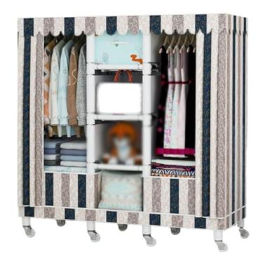 Imagem de Guarda-roupa Armário de guarda-roupa portátil sobre rodas armário de pé grande capacidade armário de armazenamento de roupas móveis organizador de armazenamento armário