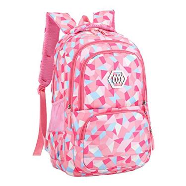 Imagem de Bansusu Mochila infantil com estampa geométrica para meninas, meninos, mochila escolar, Rosa-A, Large-A, Viajar