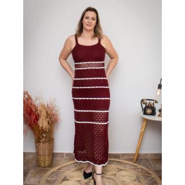 Imagem de Vestido Longo listras nuvem - Andresa Lima, Vinho, M/G