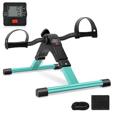 Imagem de Uten Pedal de exercício dobrável, mini bicicleta de exercício sob a mesa portátil, bicicleta de exercício para pés e pernas, andador com monitor LCD (verde)